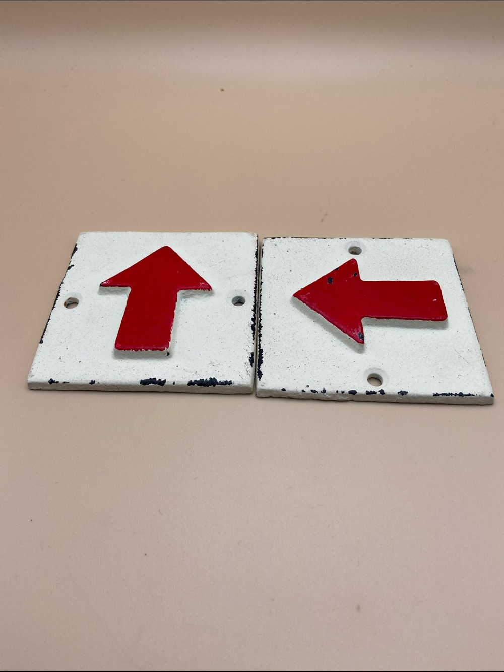 Creative Co-op Red Arrows Cast Iron Square Directional Signs